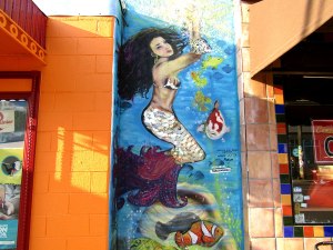A mural of a mermaid on Alberta St. in NE Portland painted by local artist Pablo Garcia.